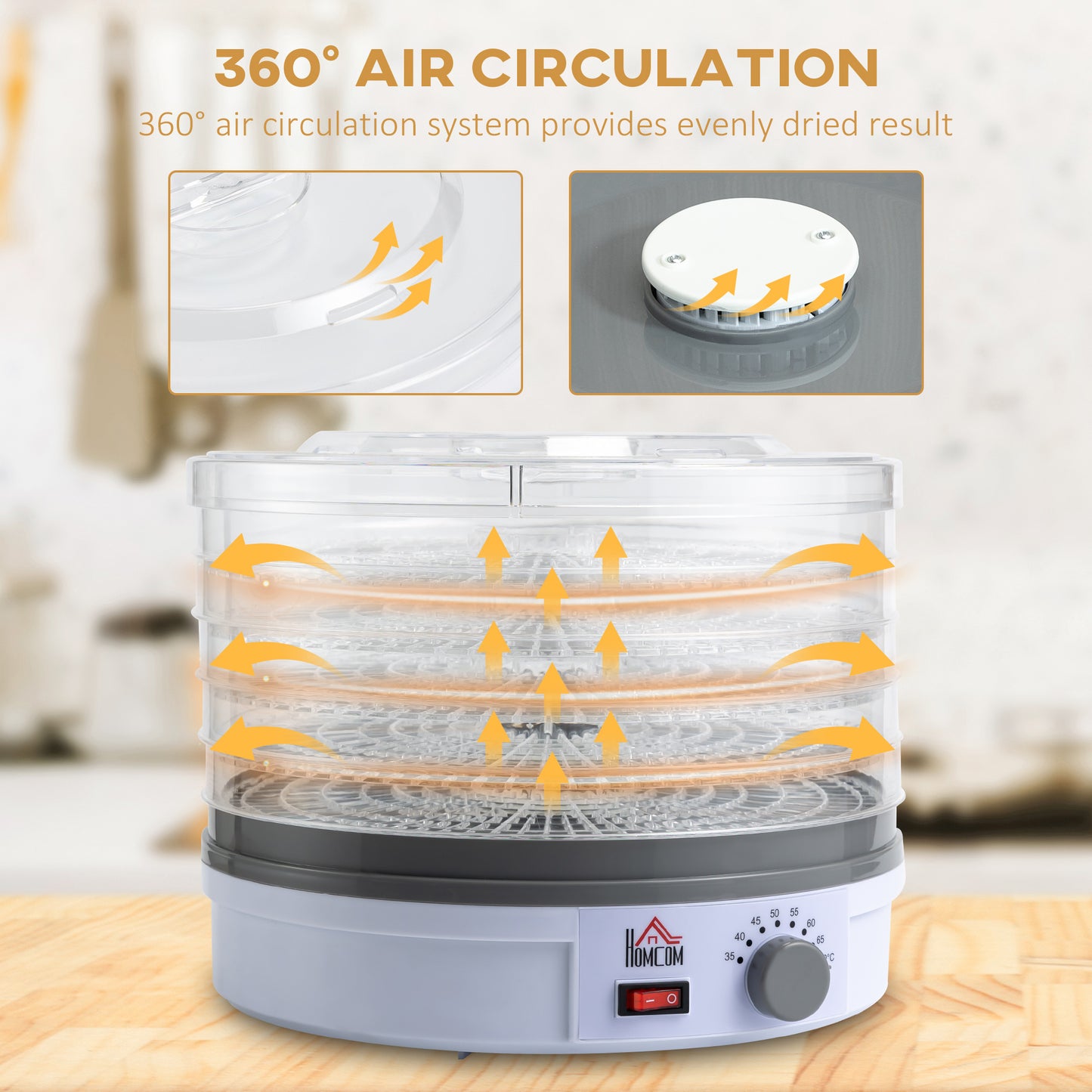 5 Tier Food Dehydrator for Drying Fruit Meat Vegetable Jerky Pet Treat