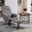 Linen Swivel Recliner Chair with Footstool, Upholstered Reclining Armchair with Wooden Base for Living Room, Grey