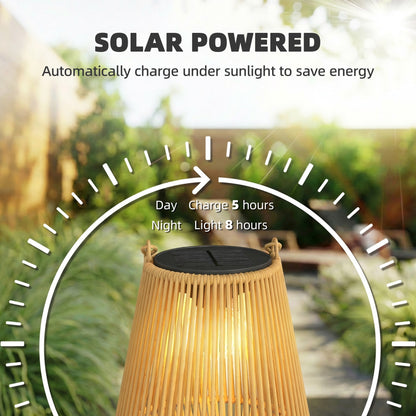 Rattan Hanging Solar Lights Outdoor Garden Lantern Set of 2, Brown