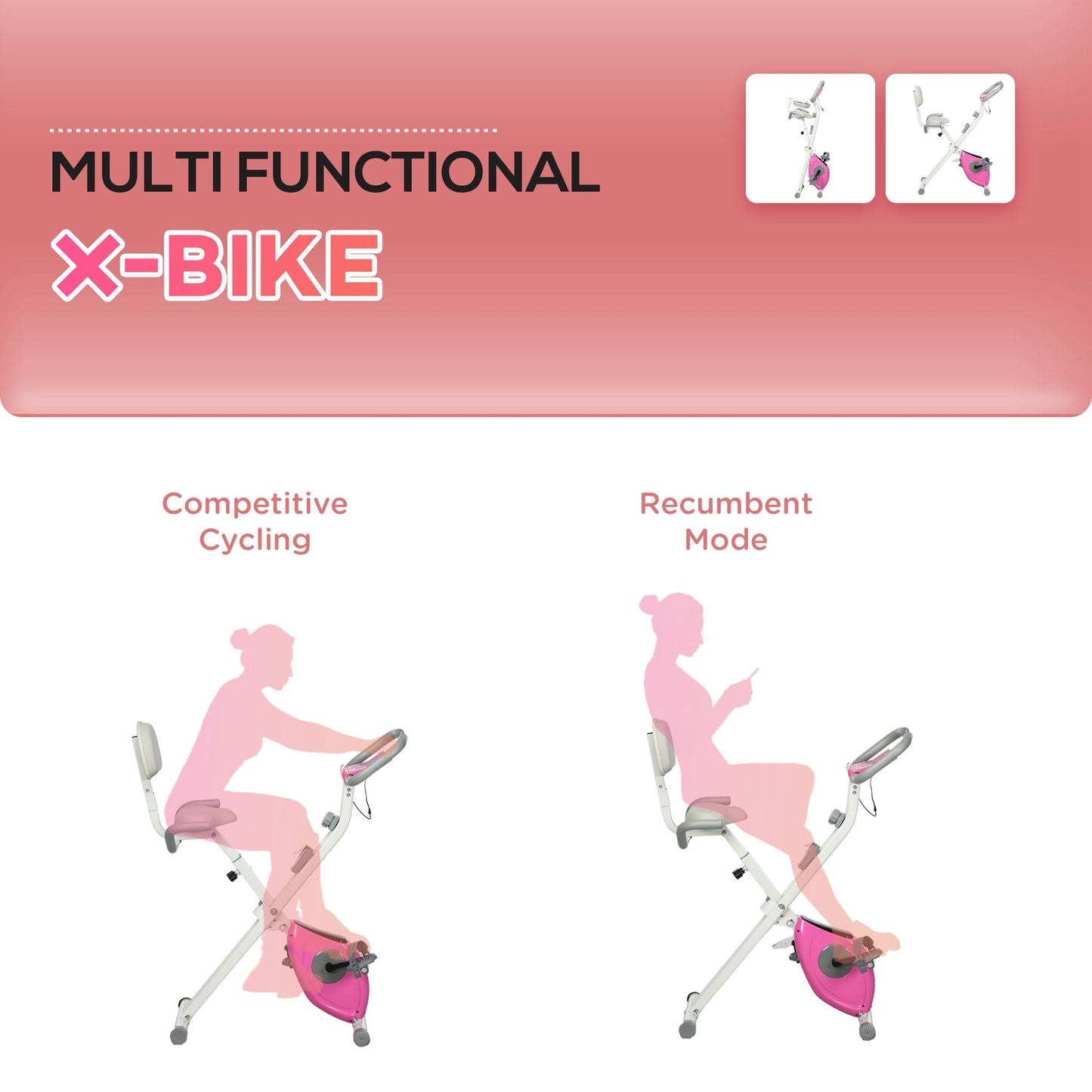 Folding Exercise Bike w/ Adjustable Magnetic Resistance, Seat Height