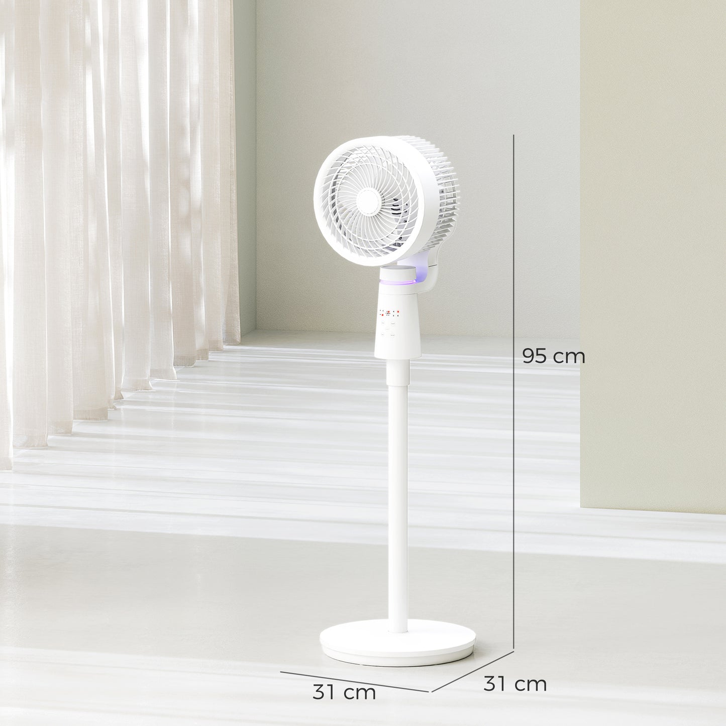 Pedestal Fan, Air Circulation Fan with Oscillating, Tilt, White