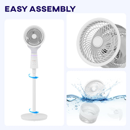 Pedestal Fan, Air Circulation Fan with Oscillating, Tilt, White