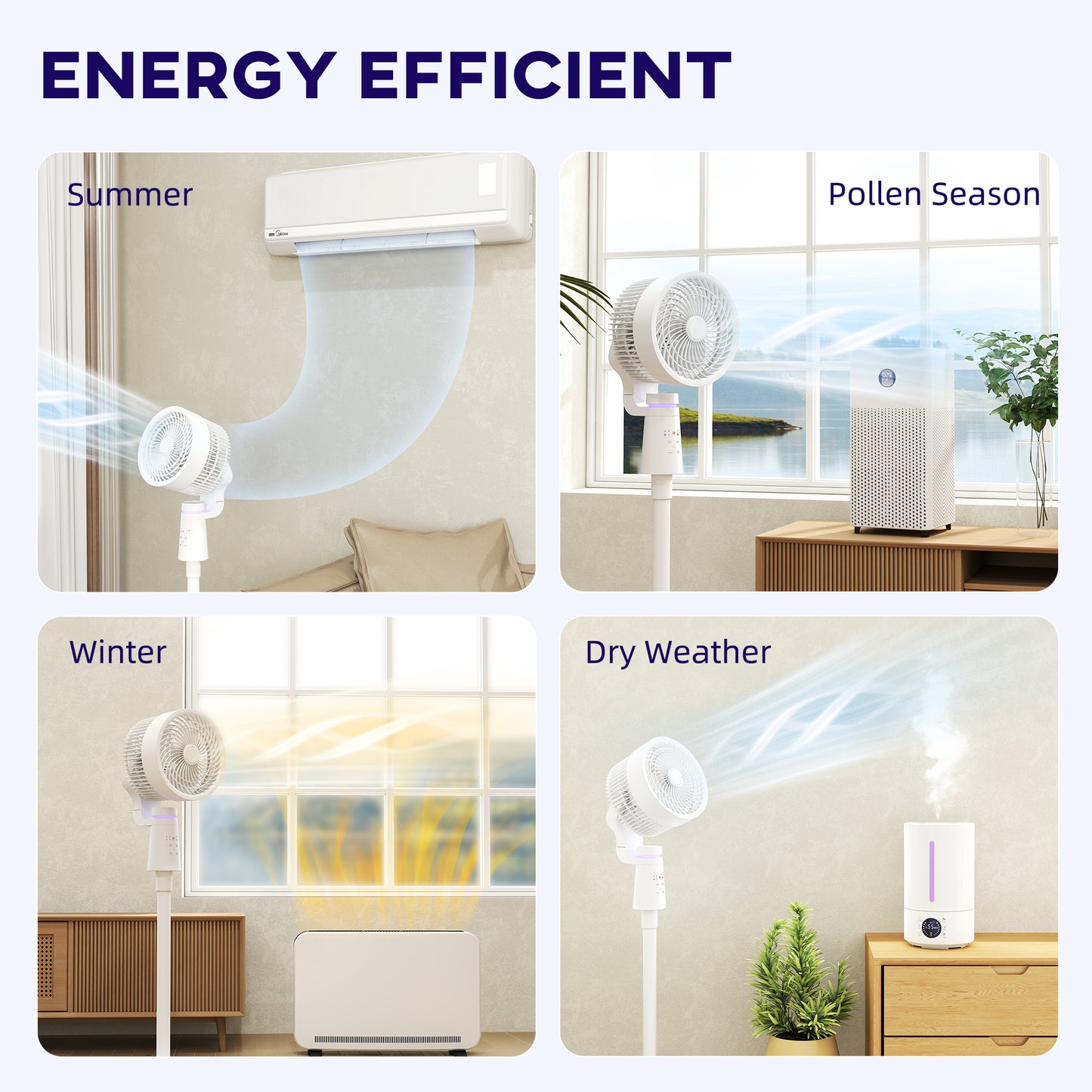 Pedestal Fan, Air Circulation Fan with Oscillating, Tilt, White