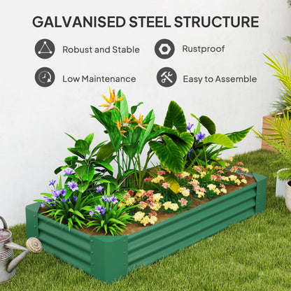 Galvanised Raised Garden Bed, 180x90x30cm Raised Planter, Green