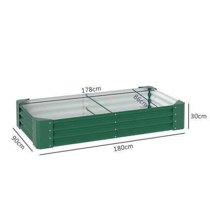 Galvanised Raised Garden Bed, 180x90x30cm Raised Planter, Green