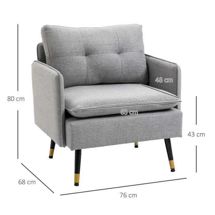 Modern Accent Chair, Upholstered Button Tufted Occasional Chair for Living Room and Bedroom, Grey