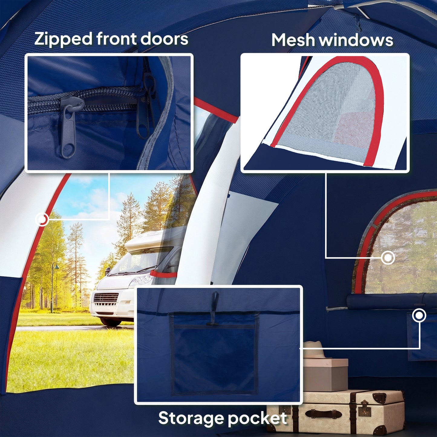 5-6 Man Camping Tent, Water Resistant Hiking Shelter