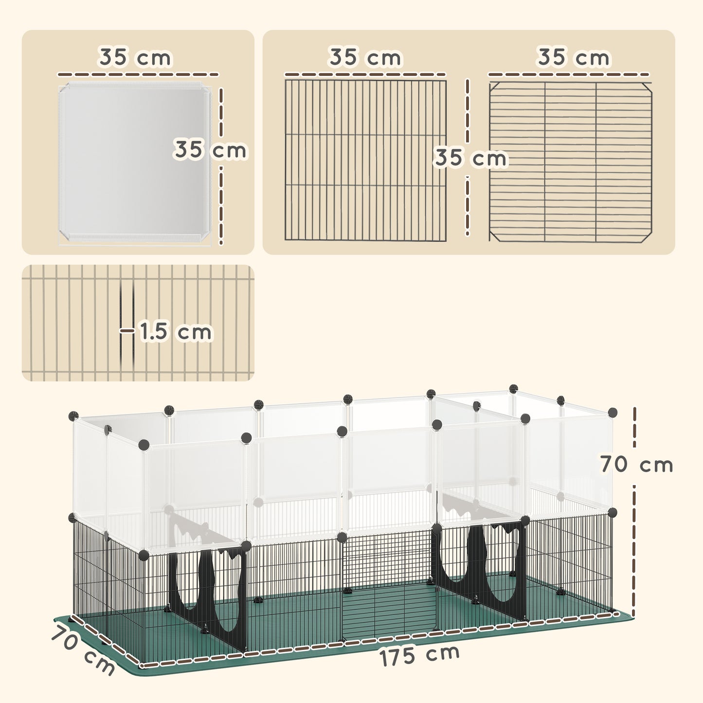 Pet Playpen with Waterproof Mat, DIY Small Animal Enclosure 34 Panels