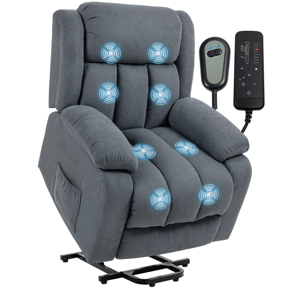 Power Lift Recliner, Lift Chair with Vibration Massage, Grey