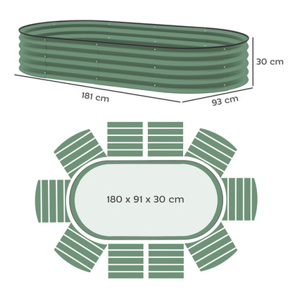 Set of 2 Raised Beds for Garden with Metal Plant Stakes, Green