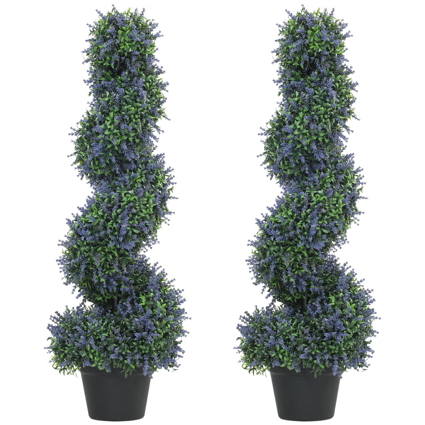 Artificial Lavender Topiary Tree with 315 Leaves and 315 Flowers, Set of 2