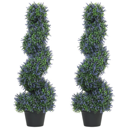 Artificial Lavender Topiary Tree with 315 Leaves and 315 Flowers, Set of 2