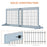 Adjustable Wooden Pet Gate, Freestanding Dog Barrier Fence with 3 Panels for Doorway, Hallway, 69H x 104-183H cm, Blue