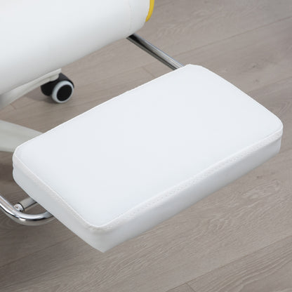 Racing Style Gaming Chair with Footrest Removable Rabbit Ears, Yellow