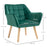 Accent Chair, Arm Chair with Wide Arms, Slanted Back, Thick Padding and Rubber Wooden Legs for Living Room, Green