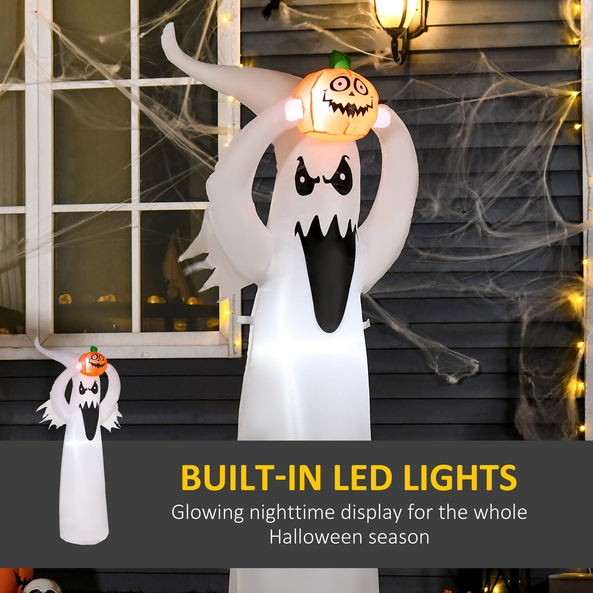 LED Floating Ghost Pumpkin Halloween Decoration Mains Powered Vivid 6FT