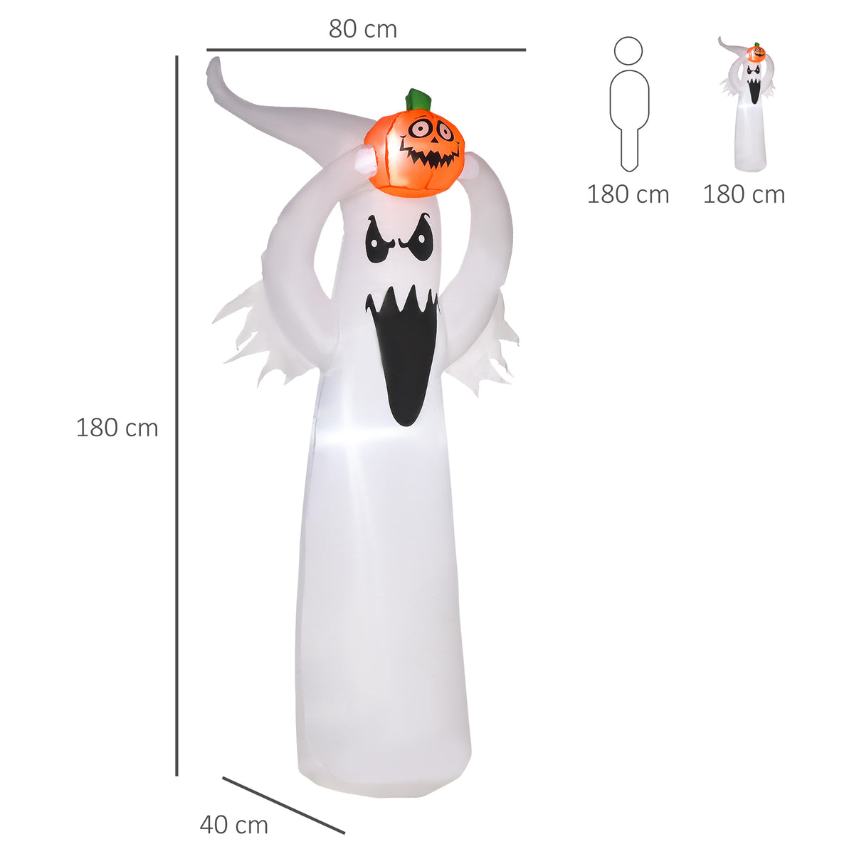 LED Floating Ghost Pumpkin Halloween Decoration Mains Powered Vivid 6FT
