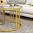 Round Coffee Tables Set of 2, Nesting Tables with Tempered Glass Top and Steel Frame, 60cmx60cmx47cm, Gold Tone