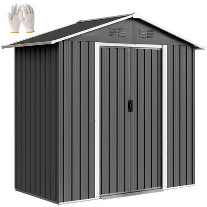 6.5x3.5ft Metal Garden Shed for Garden, Dark Grey