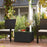 Outdoor Coffee Table with Glass Top, Rattan Side Table, Black