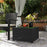 Outdoor Coffee Table with Glass Top, Rattan Side Table, Black