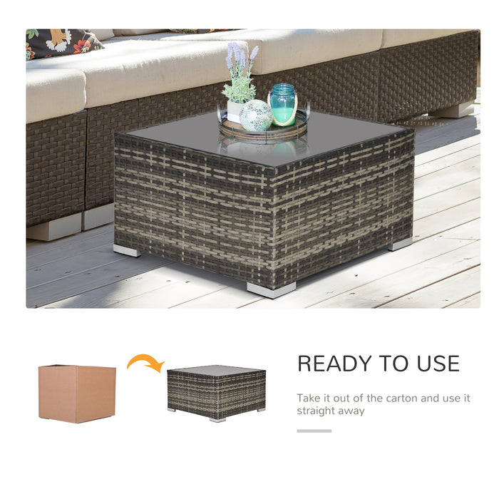 Rattan Coffee Table Ready to Use Outdoor Furniture Suitable for Garden Backyard Deep Grey