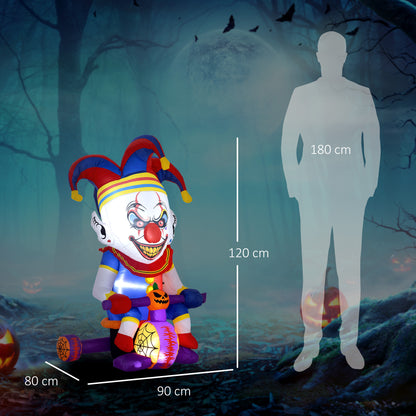 4ft Blow Up Outdoor Halloween Decoration, Clown on Bicycle