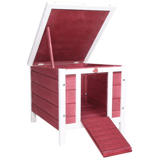 Wooden Rabbit Hutch 51 x 42 x 43 cm, Red