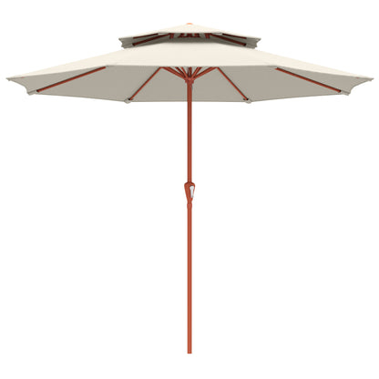 2.7 m Garden Parasol with Double Top, Cream White