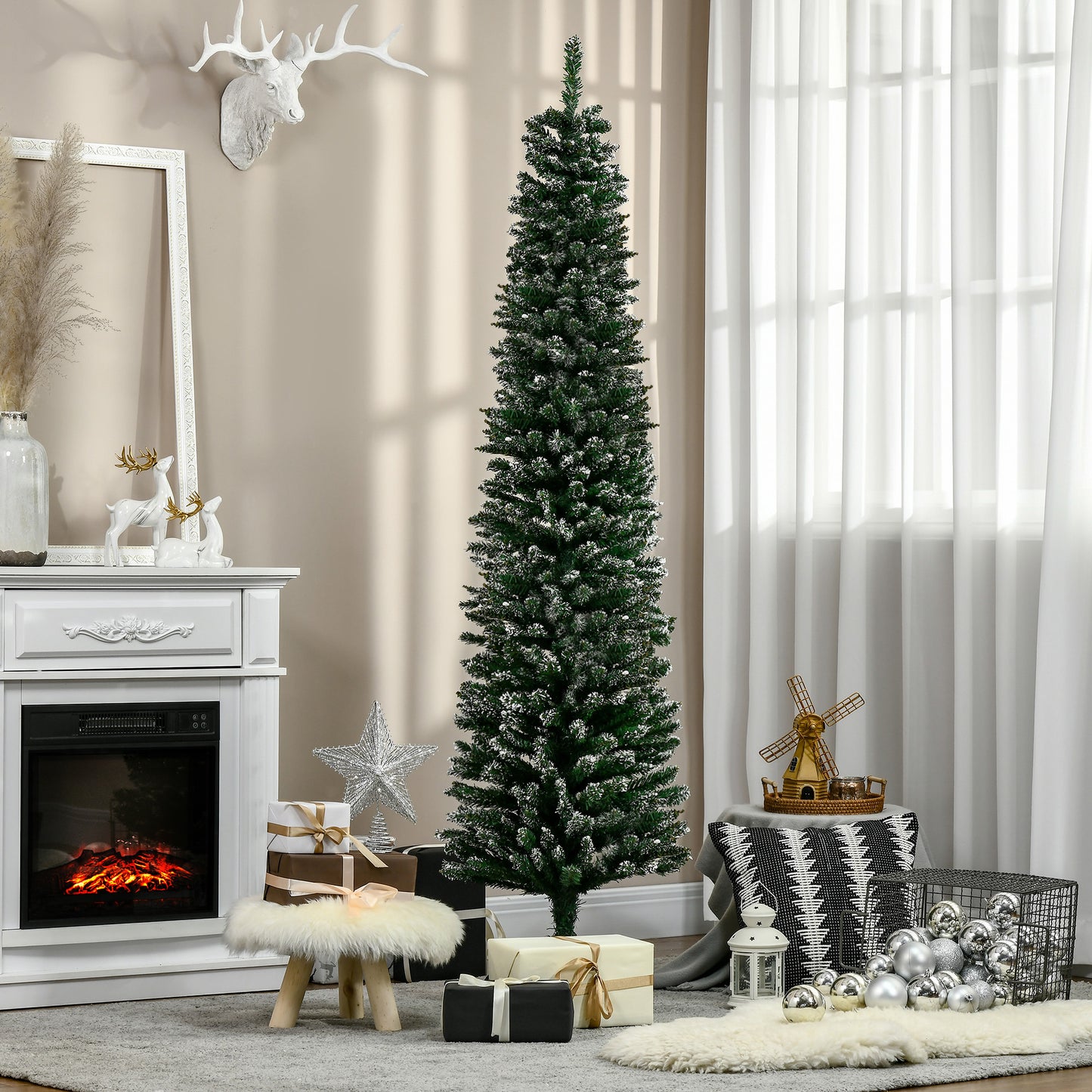 6FT Artificial Snow Dipped Christmas Tree Home Indoor Decoration Green