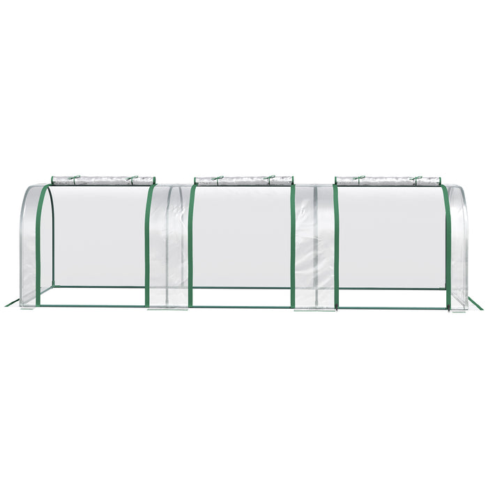 PVC Tunnel Greenhouse Green Grow House Steel Frame for Garden Backyard with Zipper Doors 295x100x80 cm, Clear