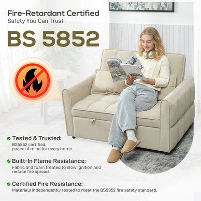 2 Seater Sofa Bed, 3-in-1 Sleeper Sofa with Adjustable Backrest