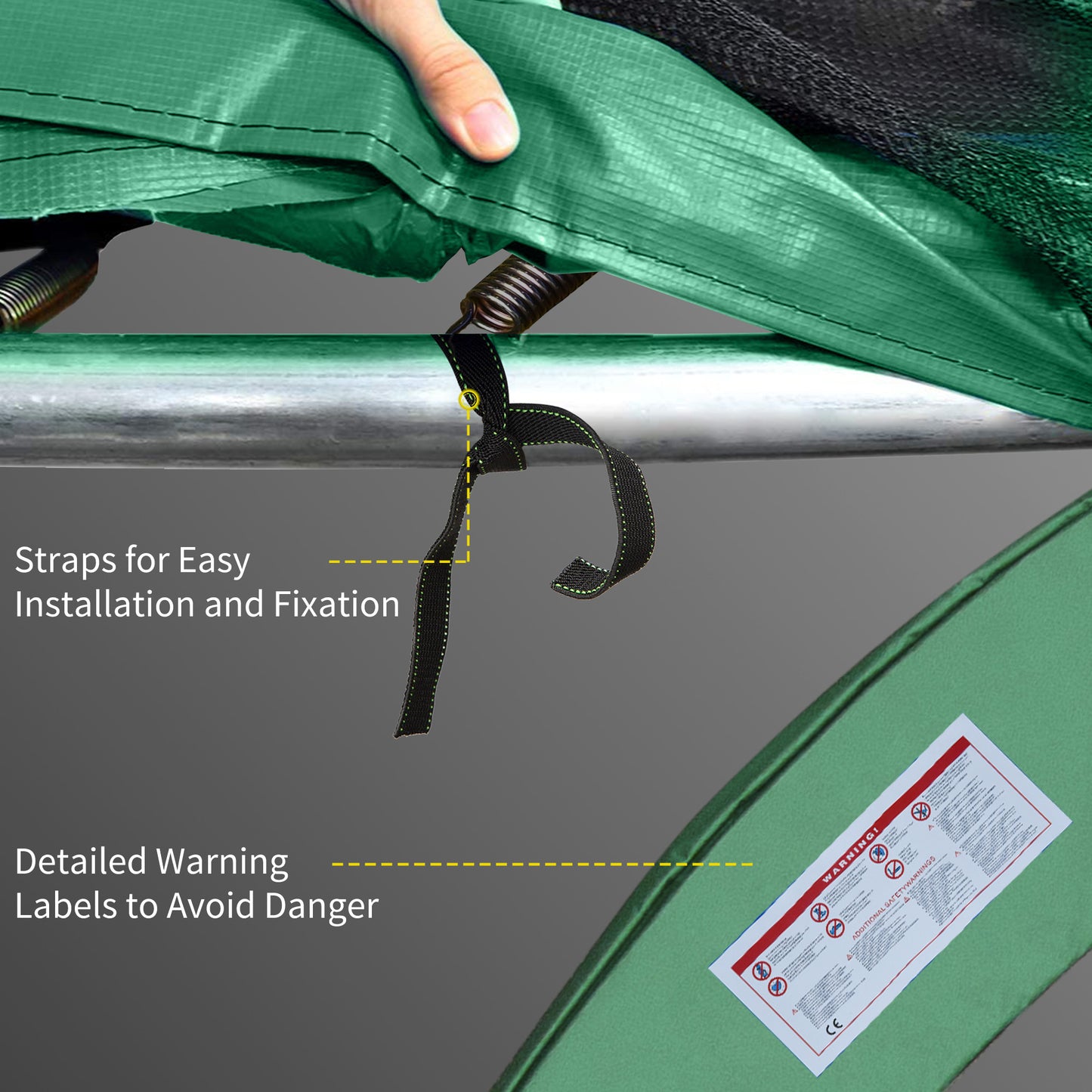 8FT Replacement Trampoline Pad, Thick Foam Safety Cover, Green