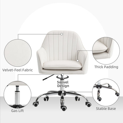 Office Chair, Swivel Desk Chair w/ Adjustable Height, Cream White
