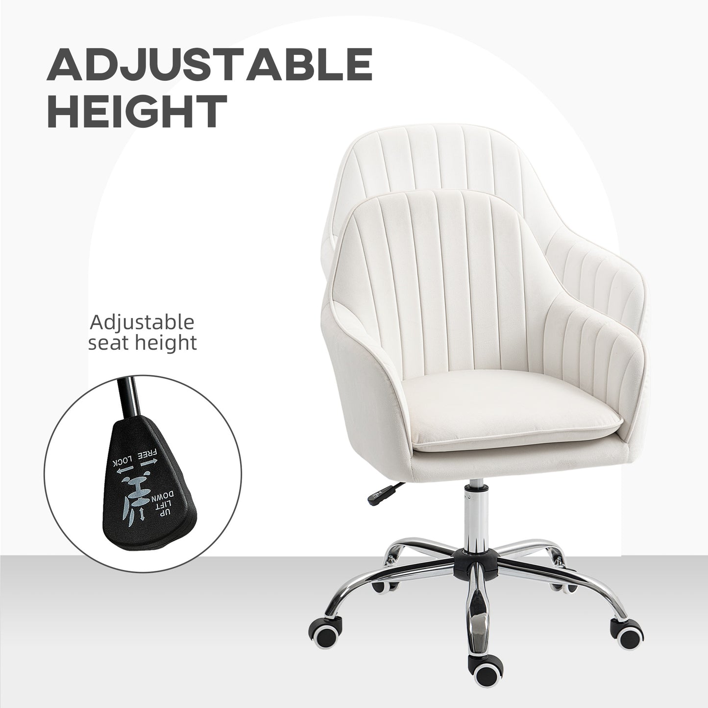 Office Chair, Swivel Desk Chair w/ Adjustable Height, Cream White
