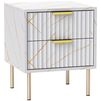 Bedside Table Bedside Cabinet with 2 Drawers for Bedroom, White