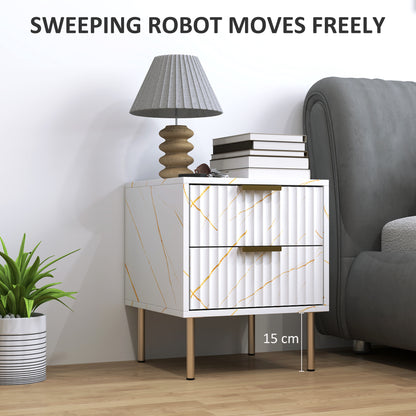 Bedside Table Bedside Cabinet with 2 Drawers for Bedroom, White