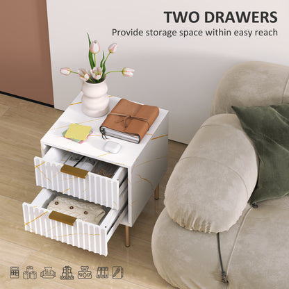 Bedside Table Bedside Cabinet with 2 Drawers for Bedroom, White