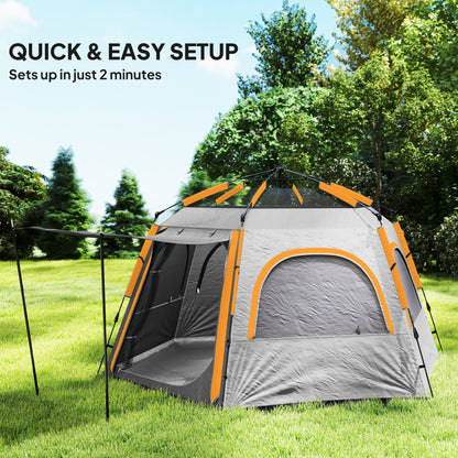 Instant Camping Tent, 4 Person Easy Setup Dome Tent, Light Grey