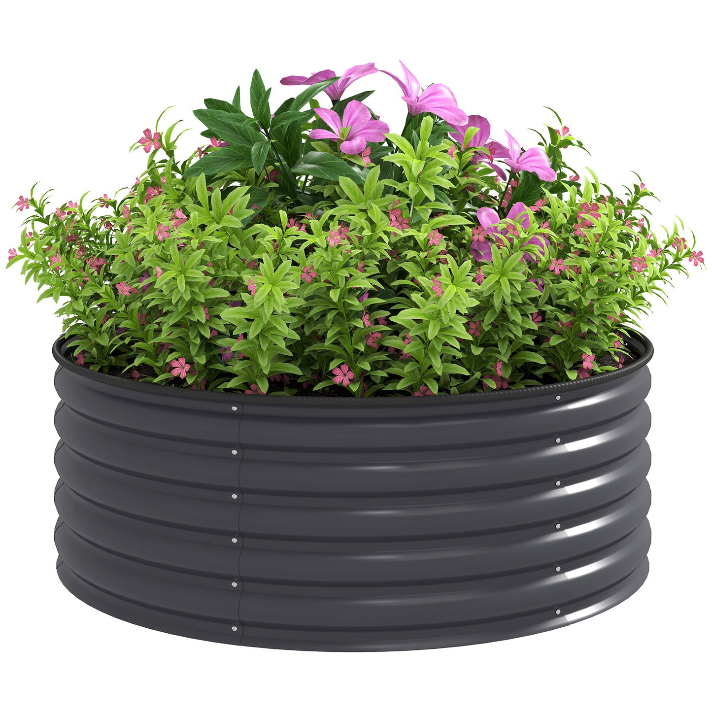 Galvanised Planter with Gloves, 120 x 120 x 43cm, Dark Grey