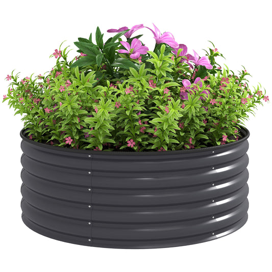 Galvanised Planter with Gloves, 120 x 120 x 43cm, Dark Grey