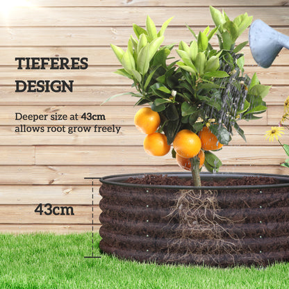 Galvanised Planter with Gloves, 120 x 120 x 43cm, Dark Grey