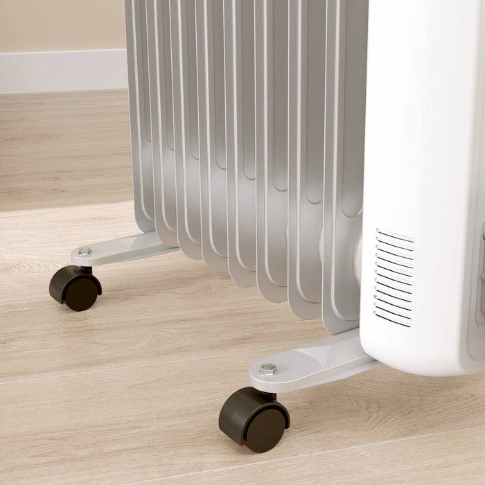 2000W 9 Fin Oil Filled Heater Radiator for Home, White