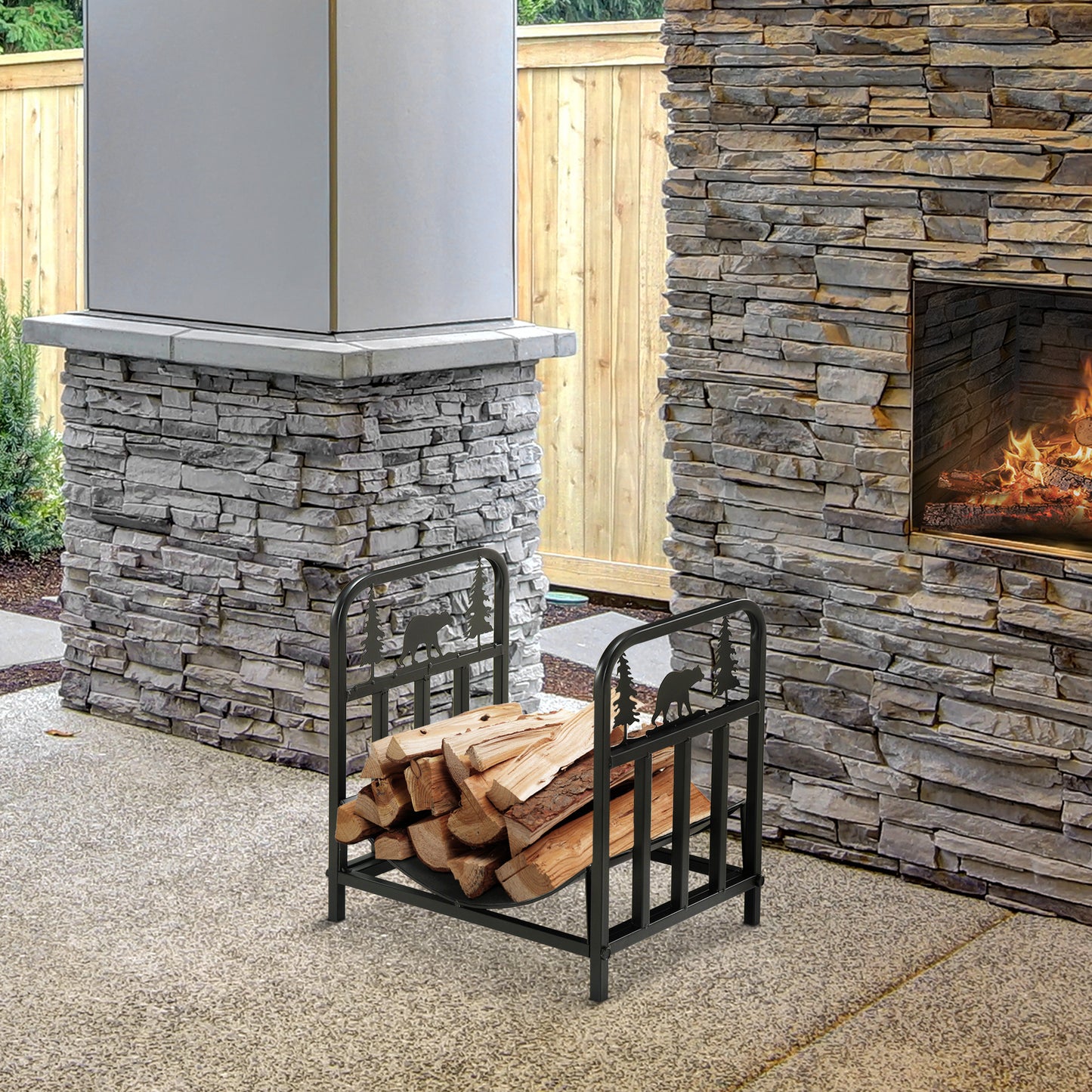Fire Wood Rack Arced Fireplace Wood Storage