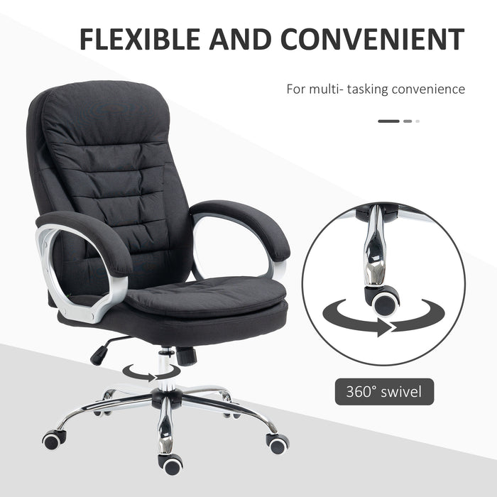 Ergonomic Office Chair Task Chair for Home with Arm, Swivel Wheels, Linen Fabric, Black