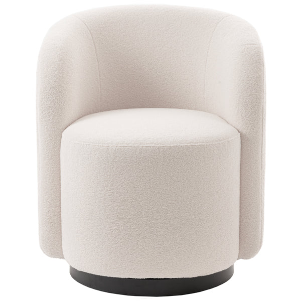 West End Swivel Dining Chair - Ivory Borg - Black Base