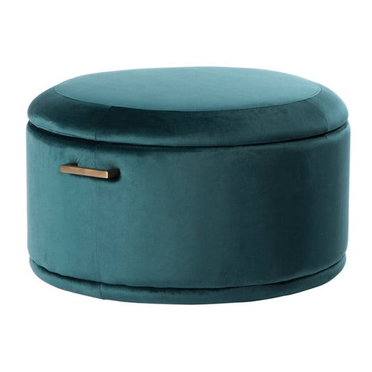 Aria Storage Ottoman – Peacock – Brass/Silver