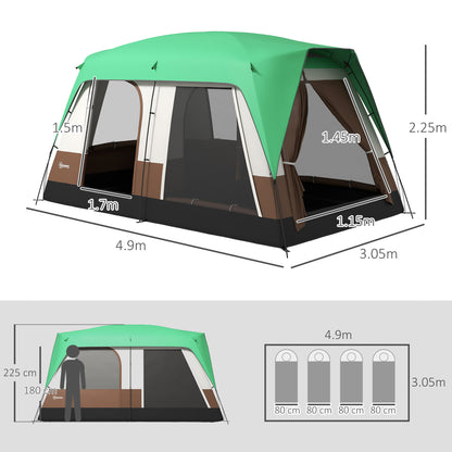 Camping Tent with 3000mm Waterproof Rainfly & Screen Panels, Green