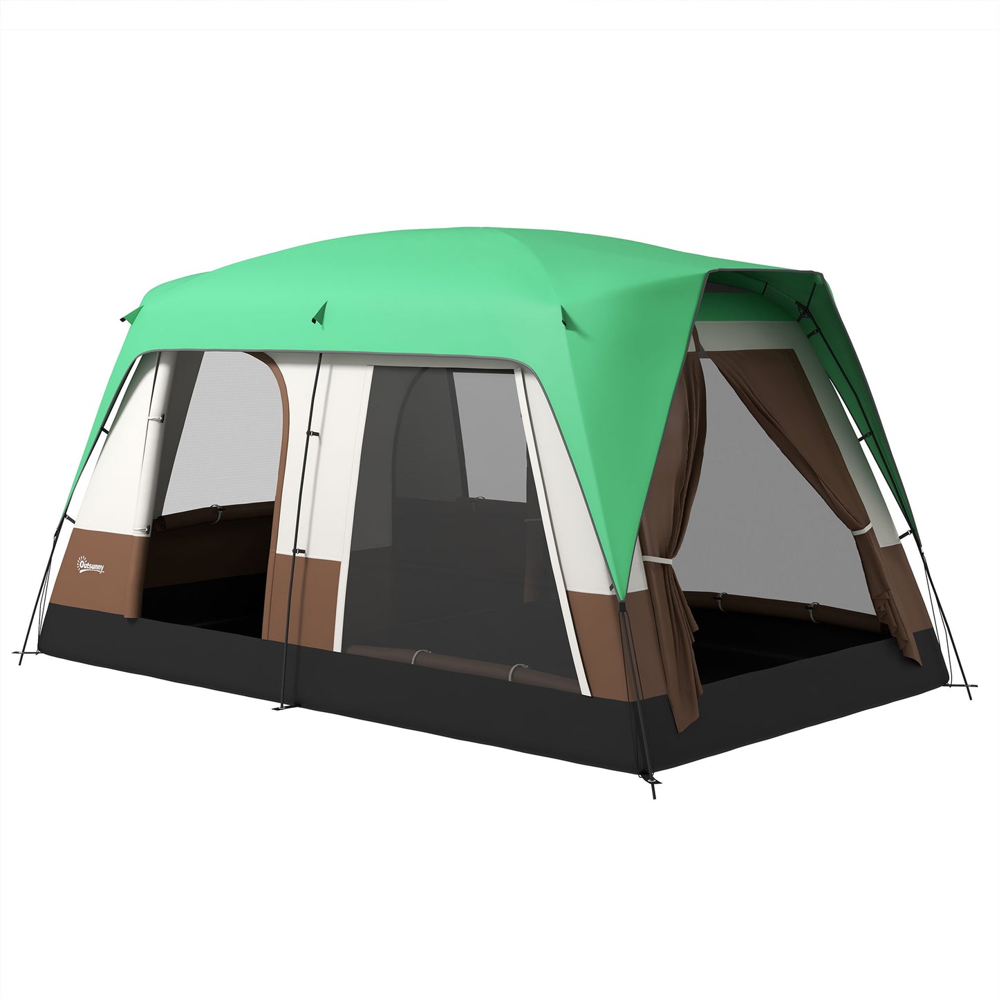 Camping Tent with 3000mm Waterproof Rainfly & Screen Panels, Green