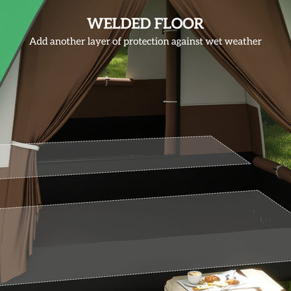 Camping Tent with 3000mm Waterproof Rainfly & Screen Panels, Green